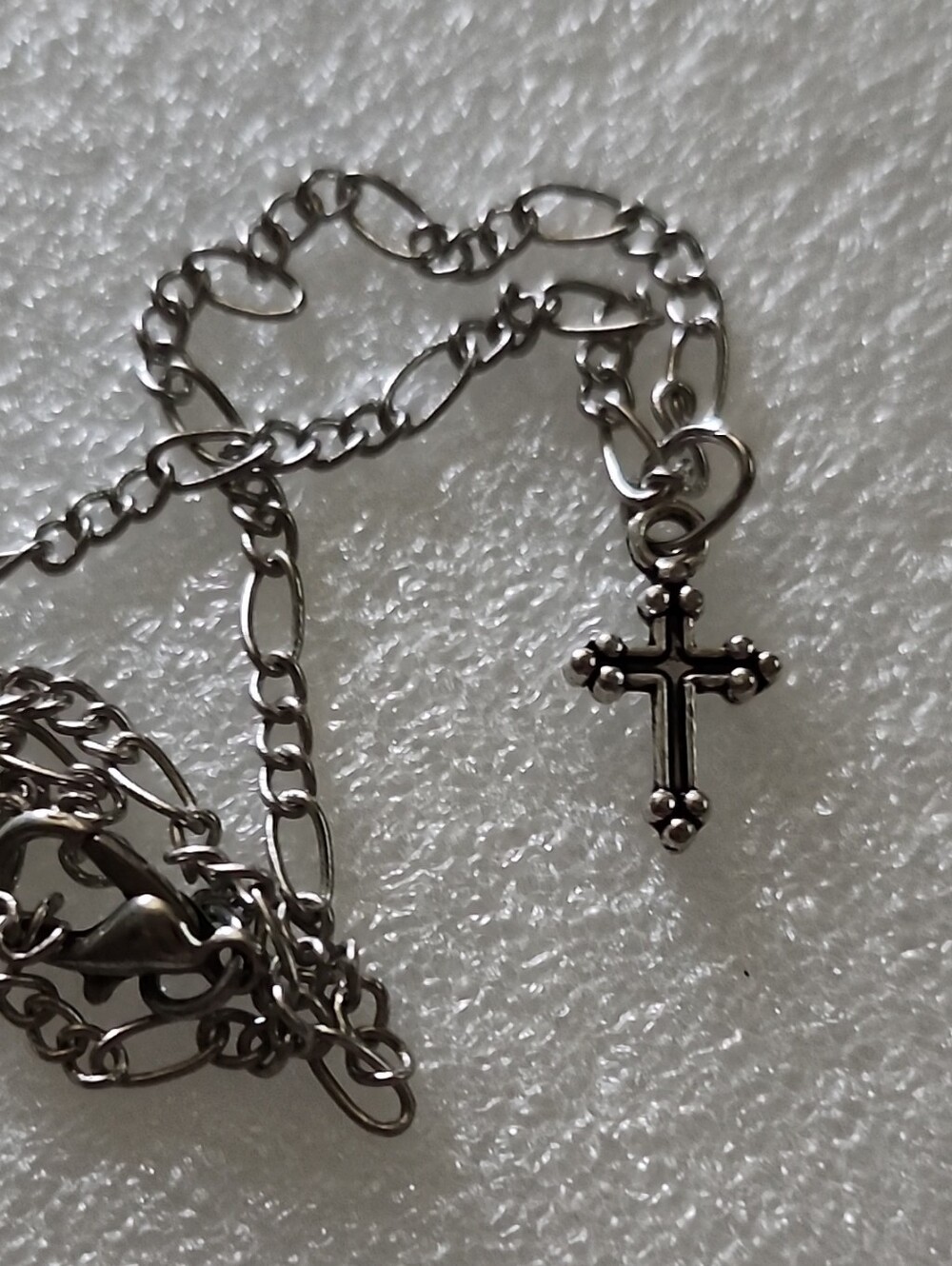 Hand Crafted Silver-Tone Cross Charm Bracelet/ Anklet